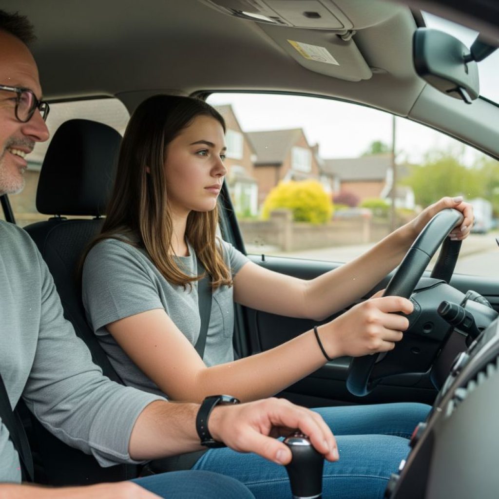 Driver's training near Las Colinas with teen student and instructor.