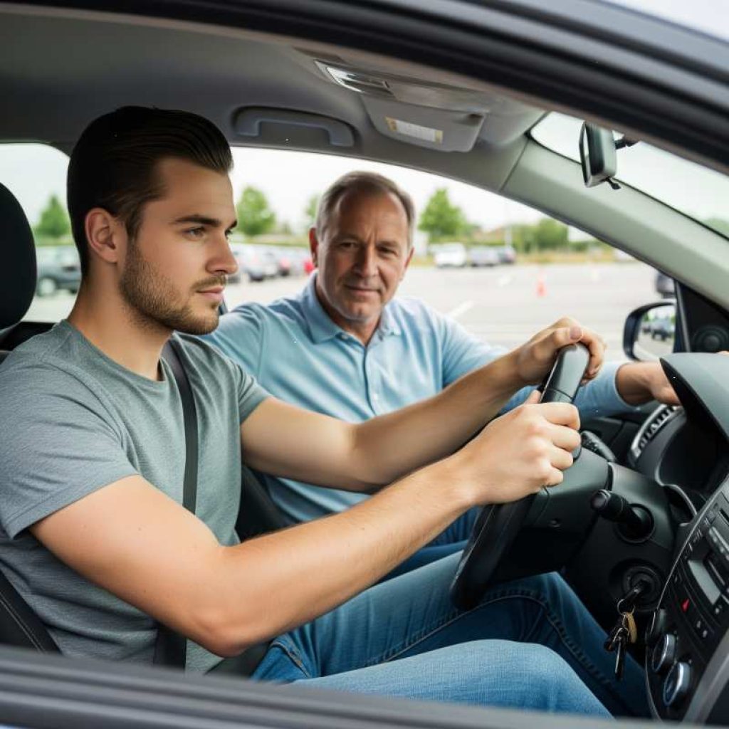 Driving test Valley Ranch with instructor in car.